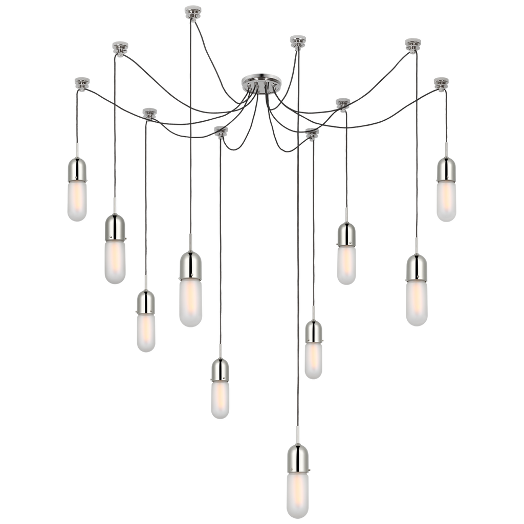 Junio 10-Light Chandelier | Polished Nickel | Frosted Glass