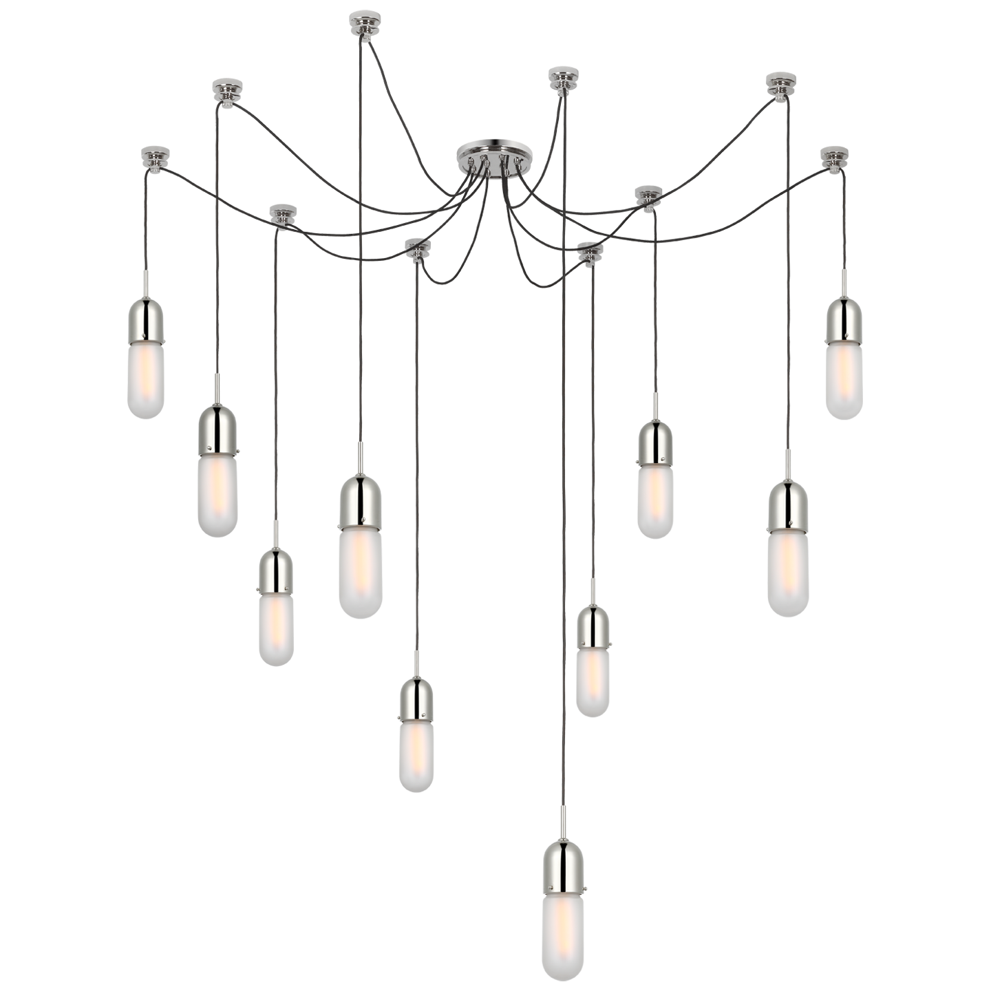 Junio 10-Light Chandelier | Polished Nickel | Frosted Glass