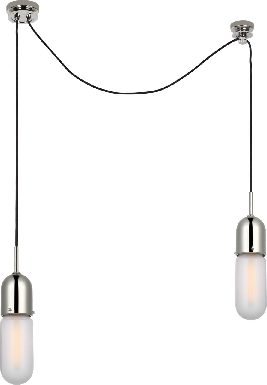 Junio 2-Light Chandelier | Polished Nickel | Frosted Glass