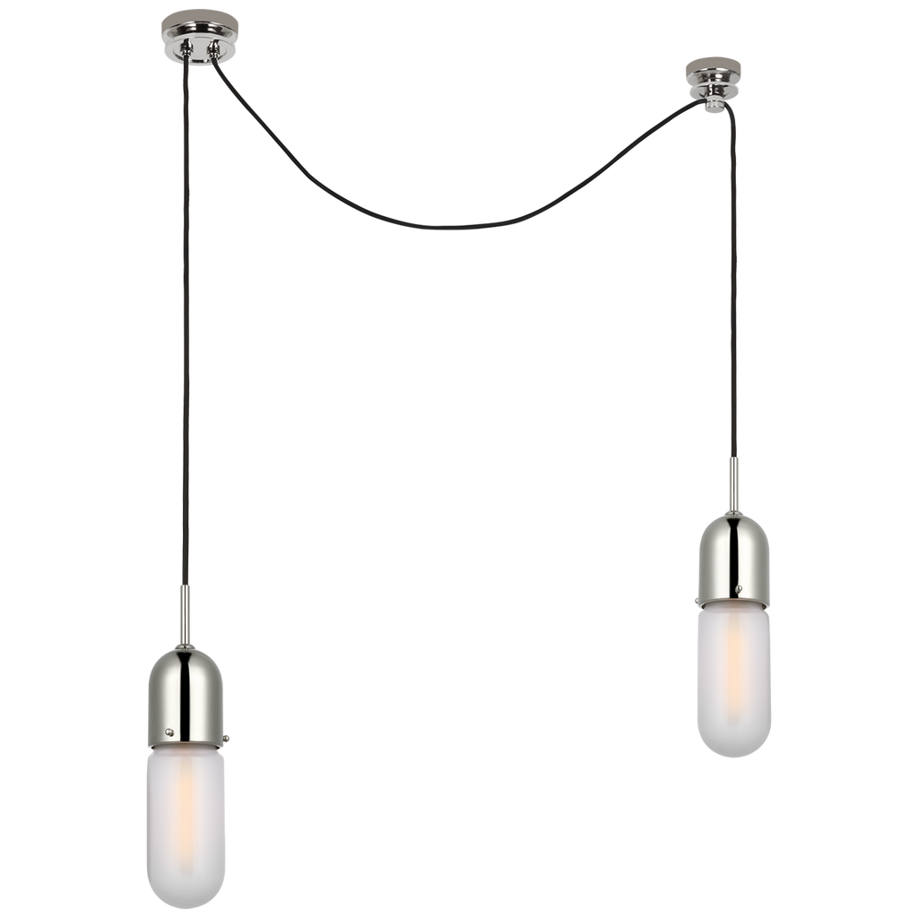 Junio 2-Light Chandelier | Polished Nickel | Frosted Glass