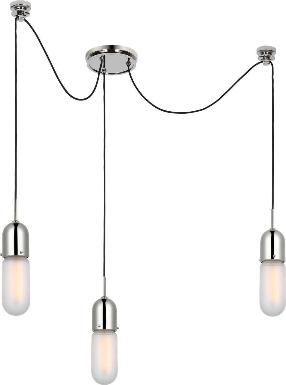 Junio 3-Light Chandelier | Polished Nickel | Frosted Glass