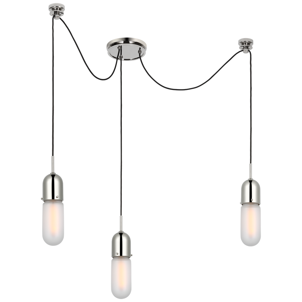 Junio 3-Light Chandelier | Polished Nickel | Frosted Glass