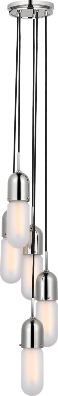 Junio 5-Light Chandelier | Polished Nickel | Frosted Glass