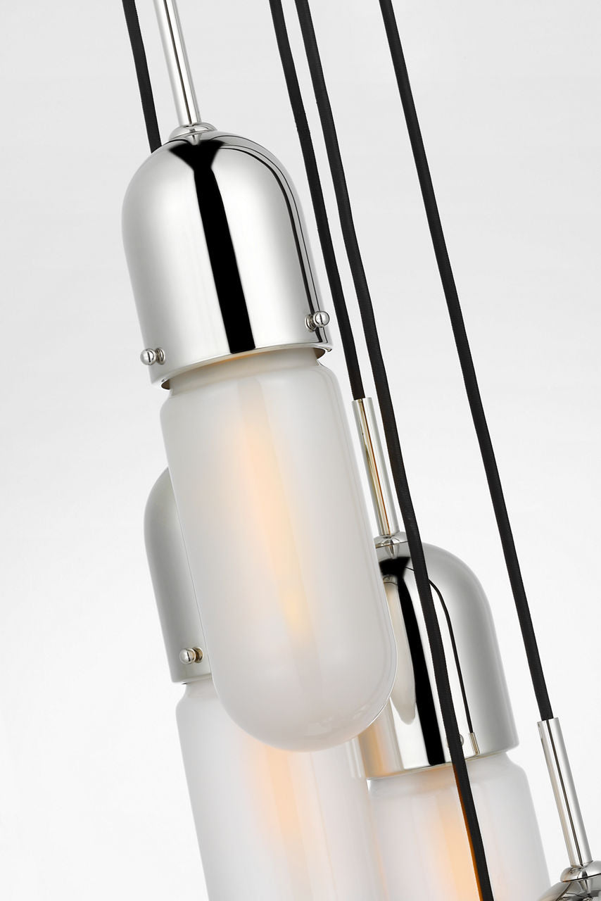 Junio 5-Light Chandelier | Polished Nickel | Frosted Glass