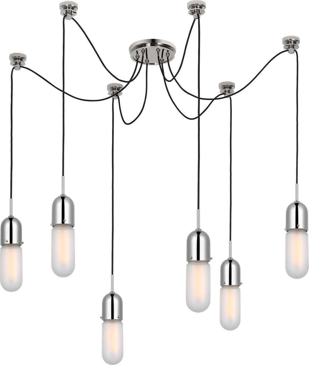 Junio 6-Light Chandelier | Polished Nickel | Frosted Glass