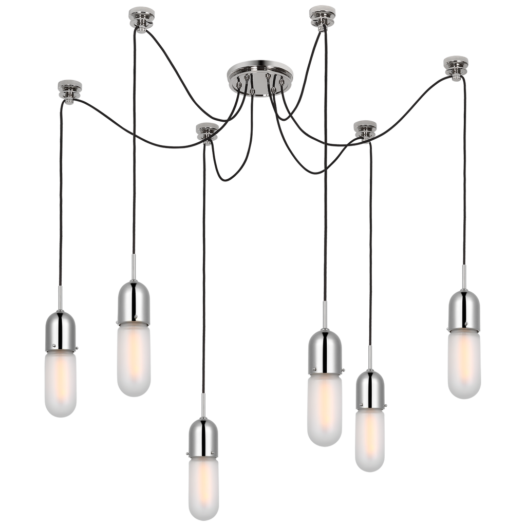 Junio 6-Light Chandelier | Polished Nickel | Frosted Glass