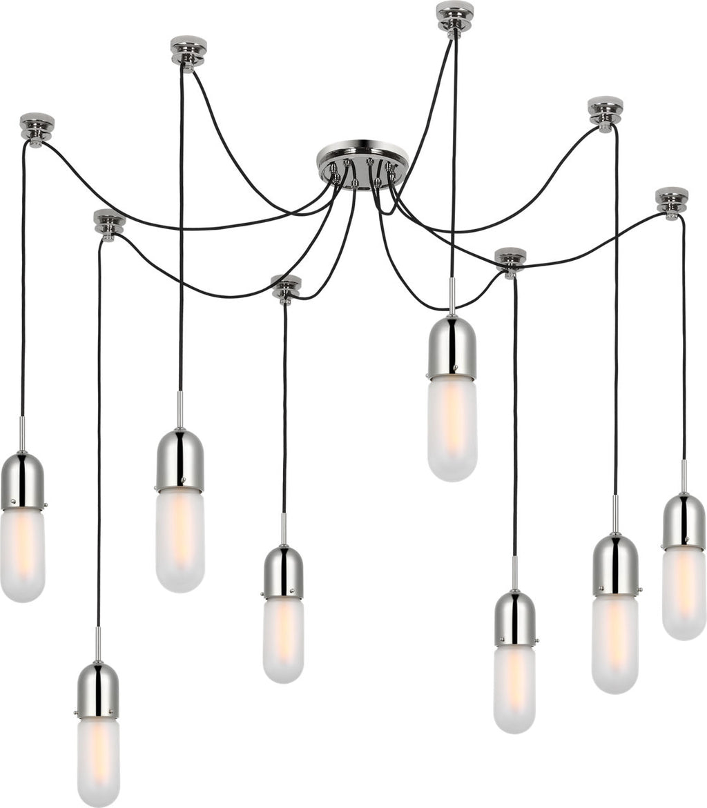 Junio 8-Light Chandelier | Polished Nickel | Frosted Glass