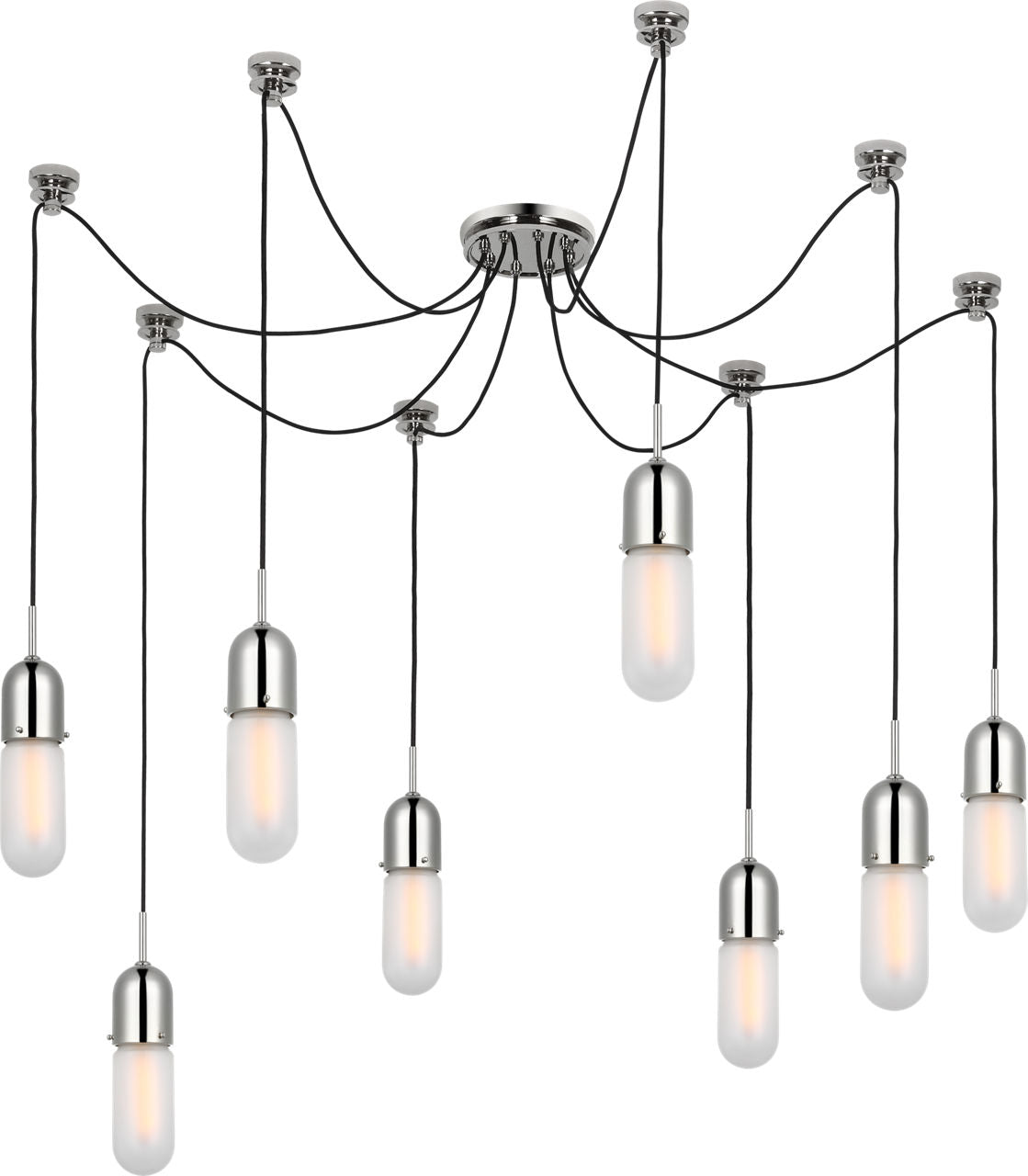 Junio 8-Light Chandelier | Polished Nickel | Frosted Glass