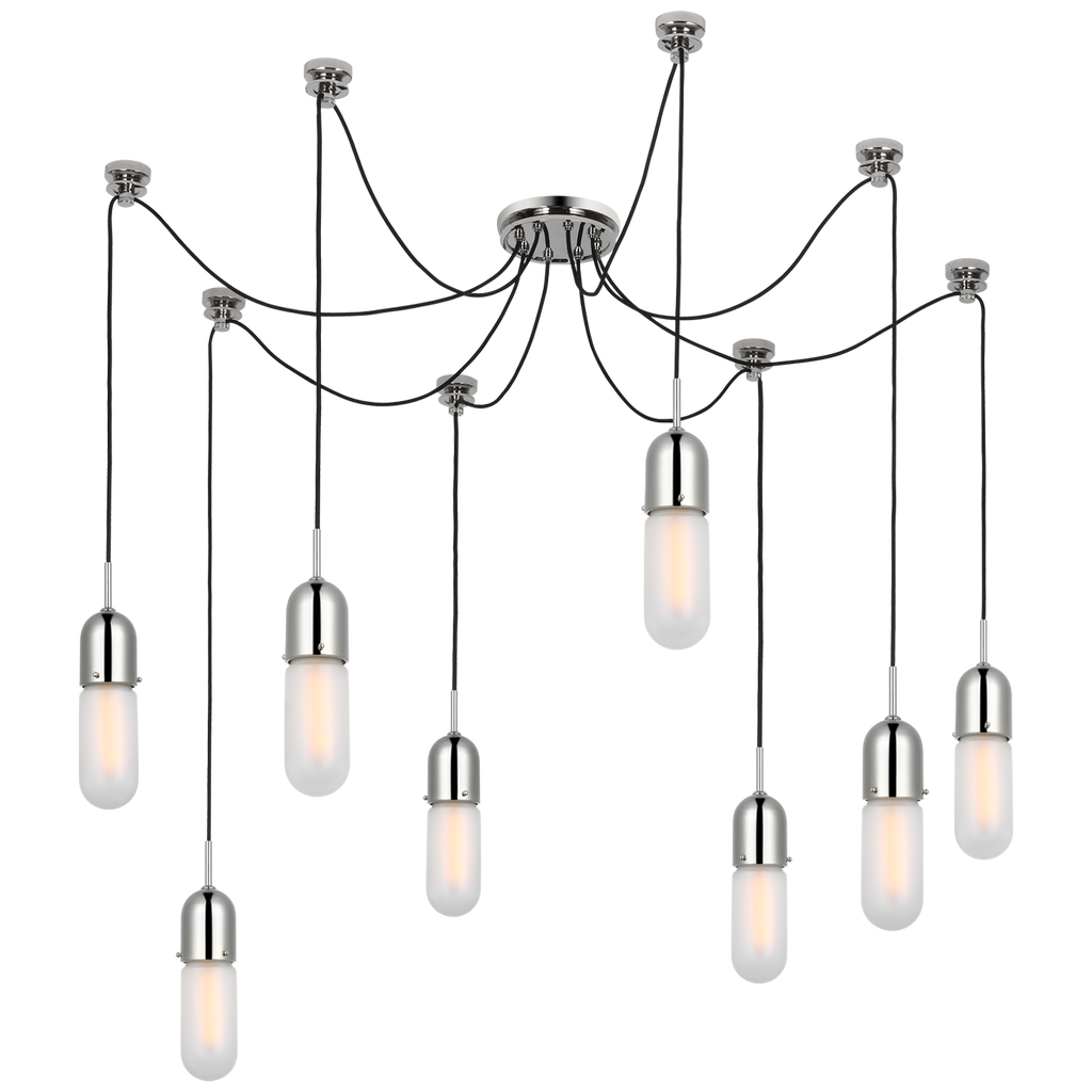 Junio 8-Light Chandelier | Polished Nickel | Frosted Glass