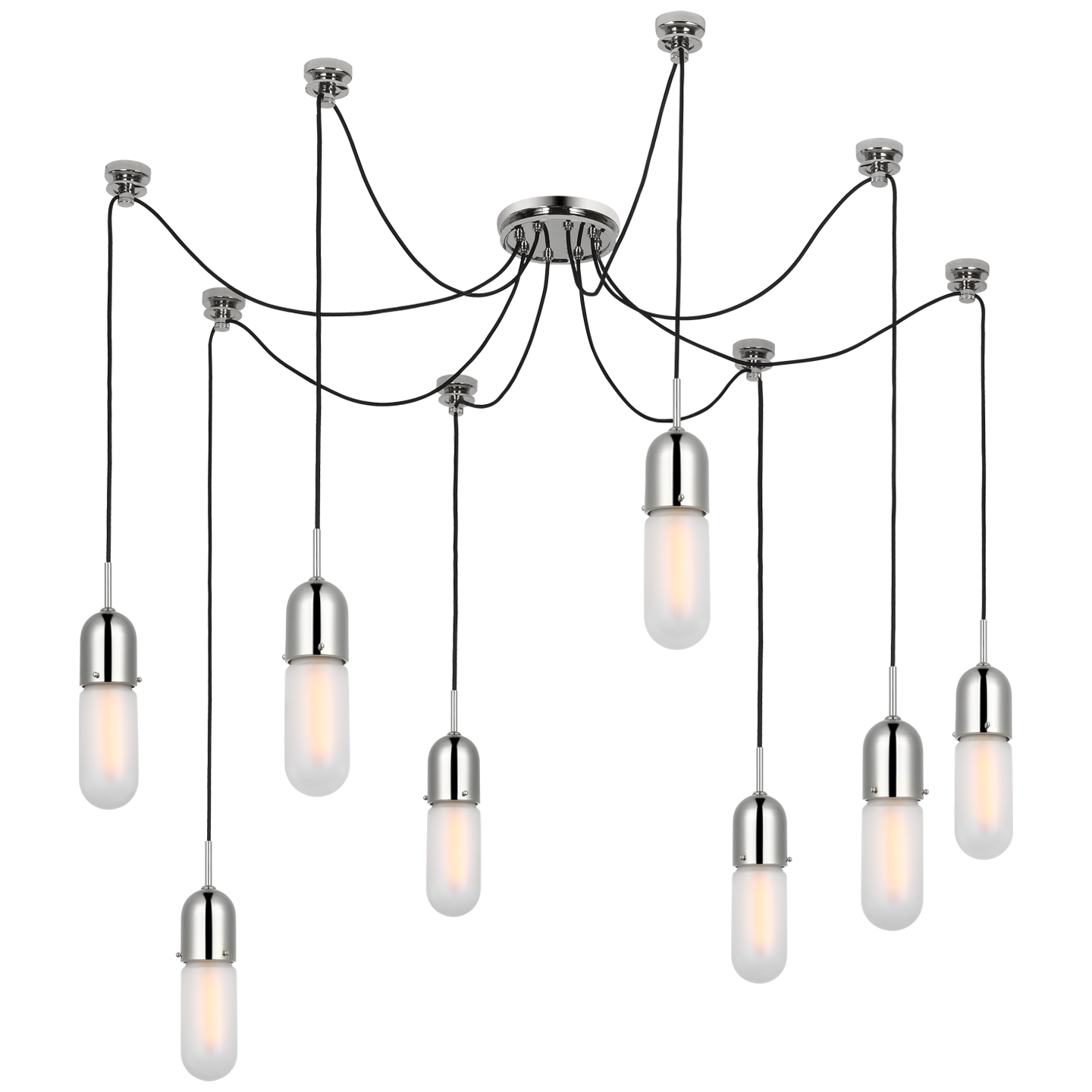 Junio 8-Light Chandelier | Polished Nickel | Frosted Glass