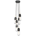 Junio 6-Light Pendant | Bronze and Brass | Clear Glass
