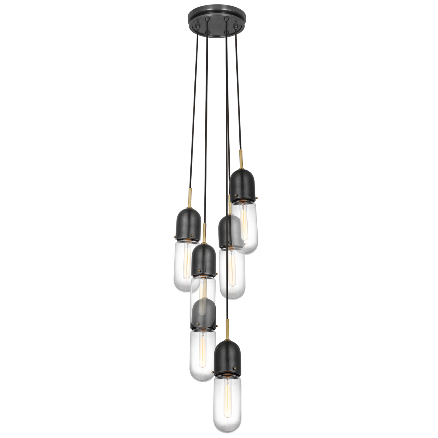 Junio 6-Light Pendant | Bronze and Brass | Clear Glass