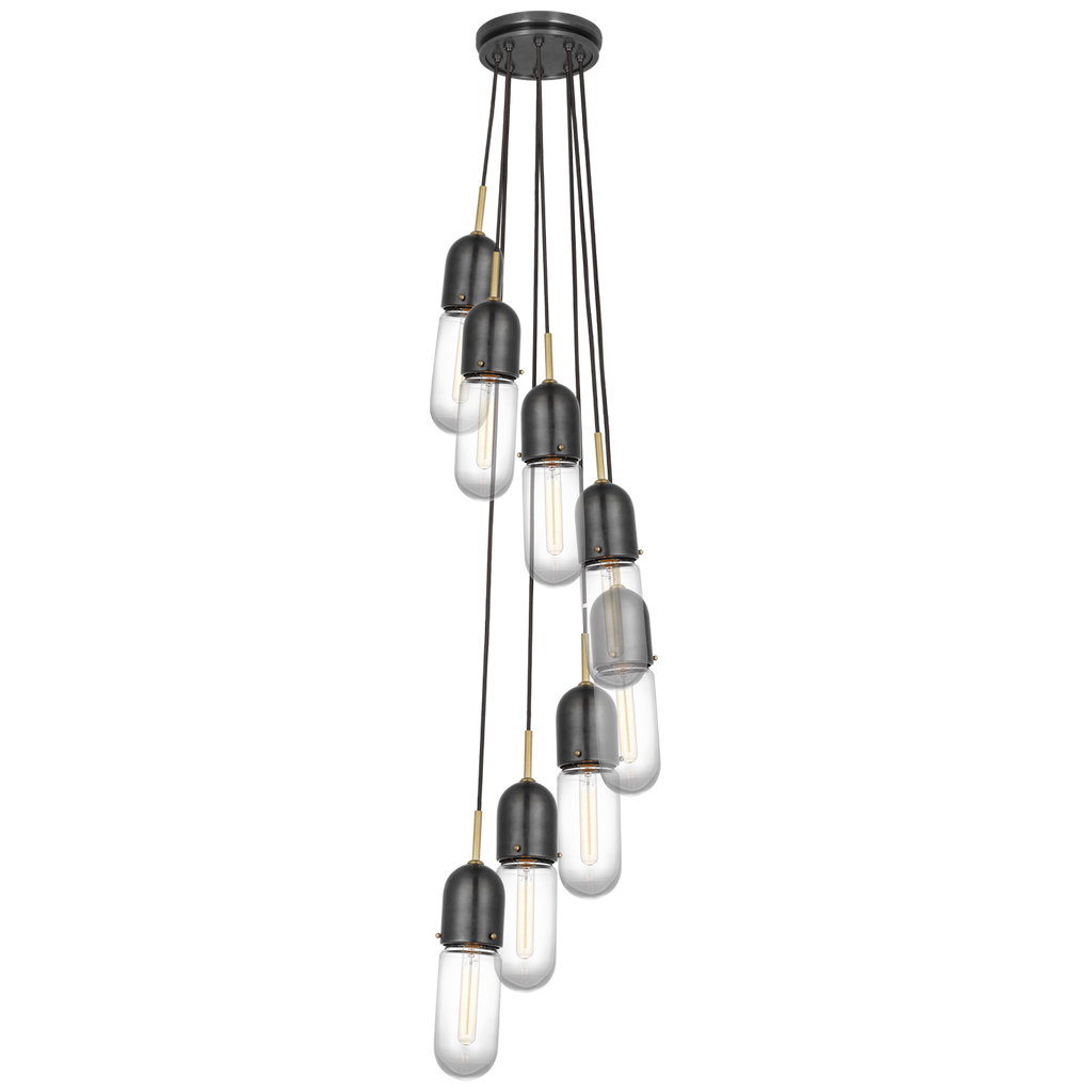 Junio 8-Light Pendant | Bronze and Brass | Clear Glass