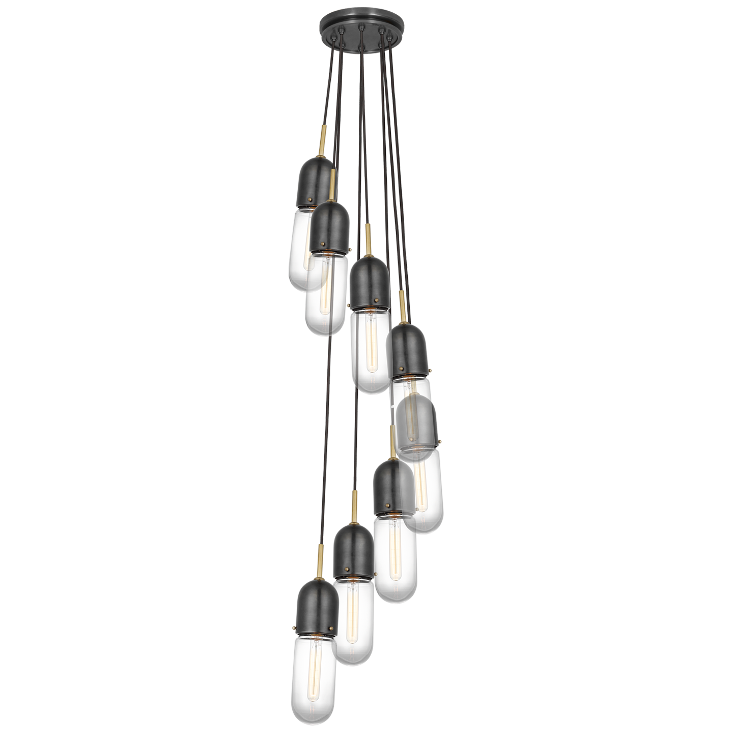 Junio 8-Light Pendant | Bronze and Brass | Clear Glass