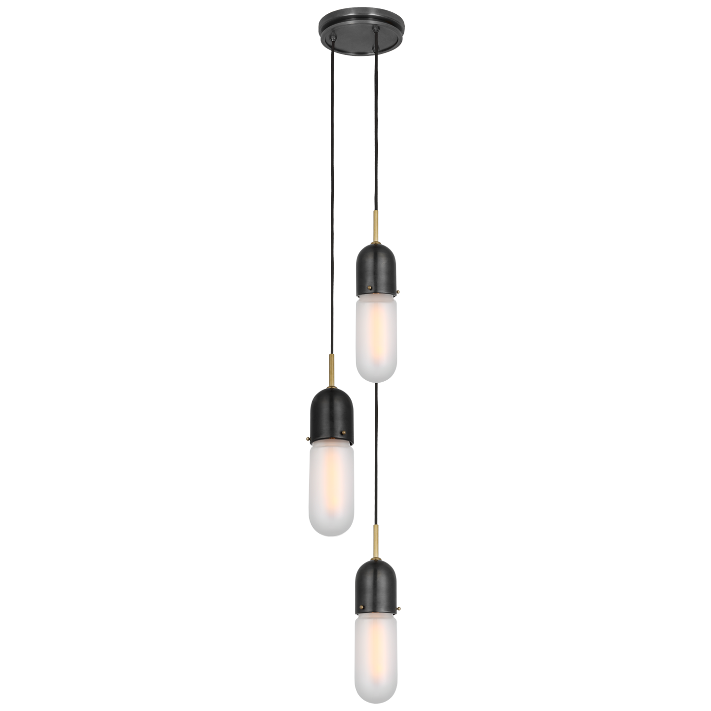 Junio 3-Light Pendant | Bronze and Brass | Frosted Glass