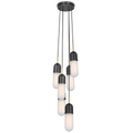 Junio 6-Light Pendant | Bronze and Brass | Frosted Glass