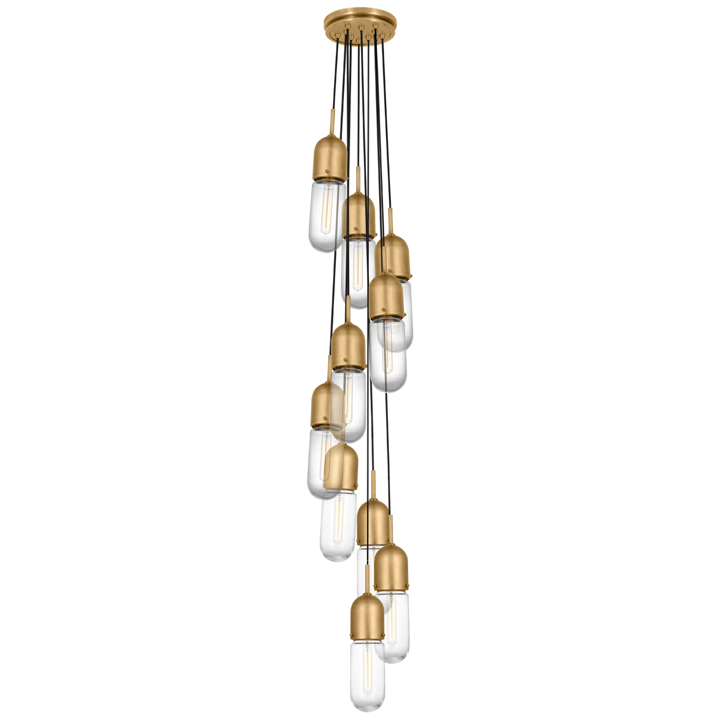 Junio 10-Light Pendant | Hand-Rubbed Antique Brass | Clear Glass