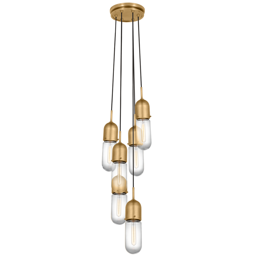 Junio 6-Light Pendant | Hand-Rubbed Antique Brass | Clear Glass