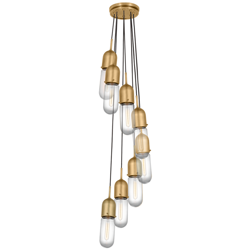 Junio 8-Light Pendant | Hand-Rubbed Antique Brass | Clear Glass