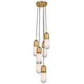 Junio 6-Light Pendant | Hand-Rubbed Antique Brass | Frosted Glass