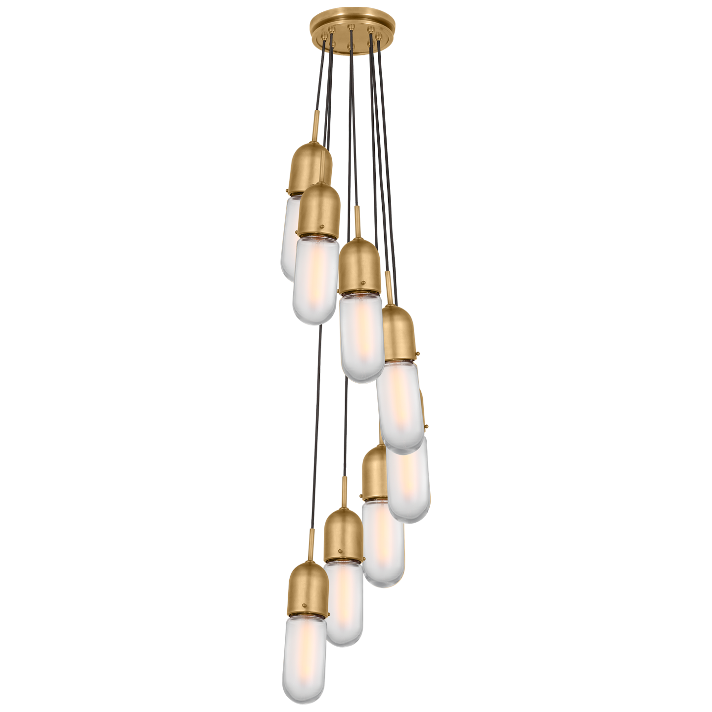 Junio 8-Light Pendant | Hand-Rubbed Antique Brass | Frosted Glass