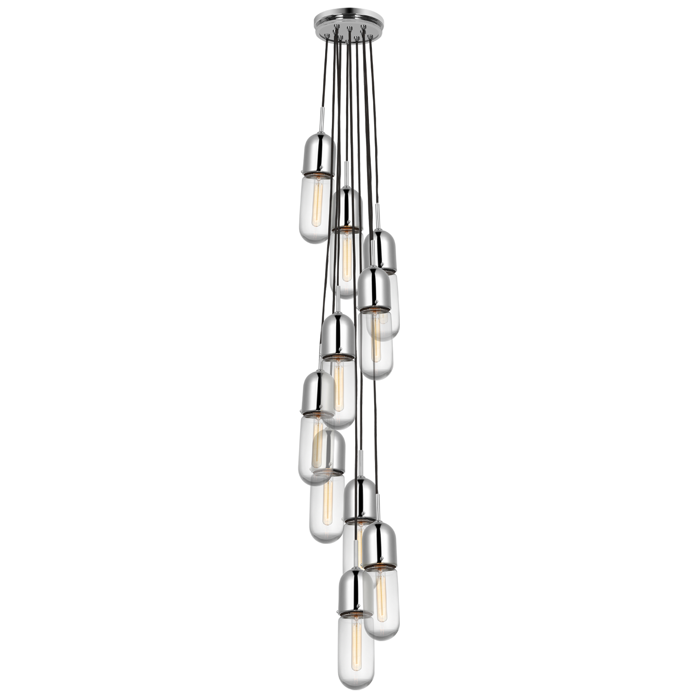 Junio 10-Light Pendant | Polished Nickel | Clear Glass