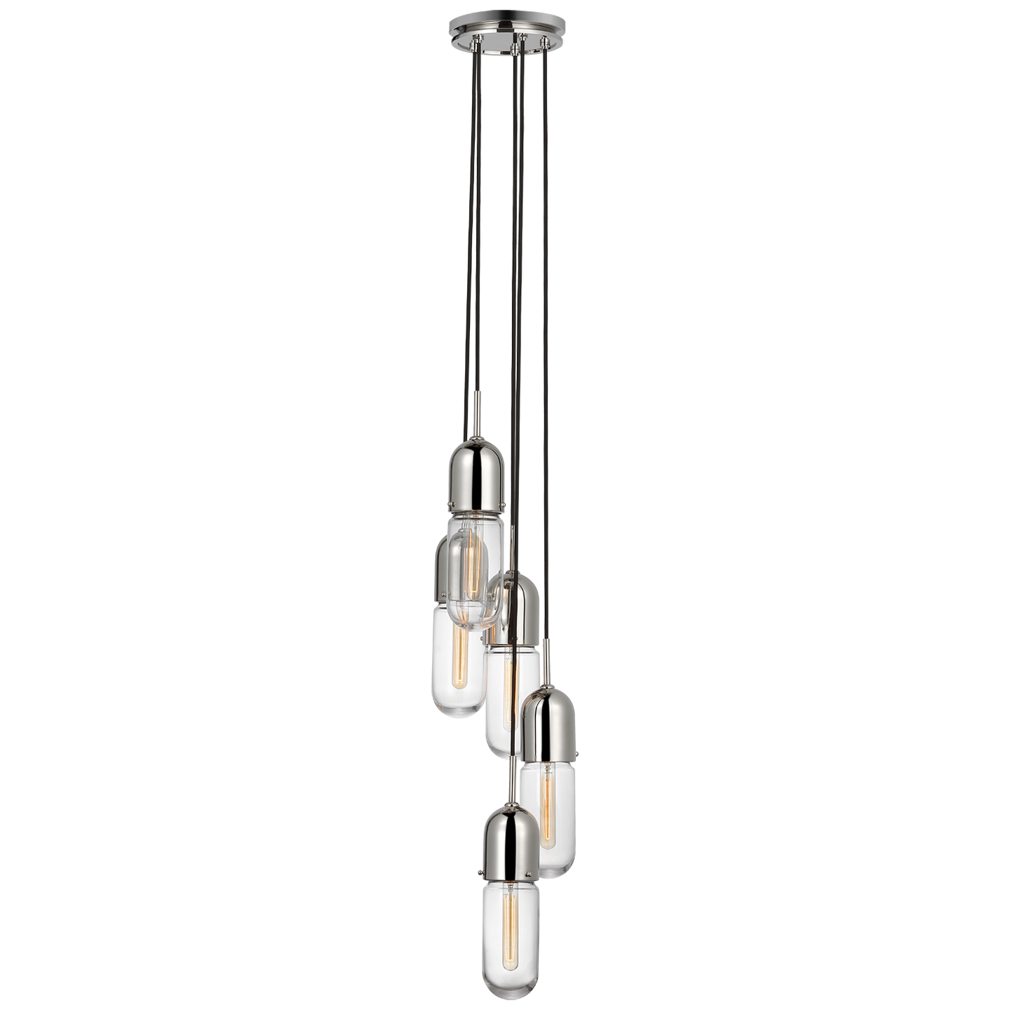 Junio 5-Light Pendant | Polished Nickel | Clear Glass