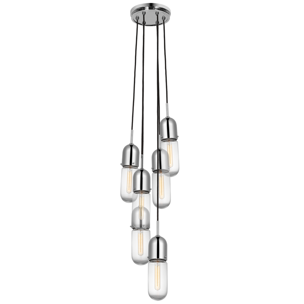 Junio 6-Light Pendant | Polished Nickel | Clear Glass