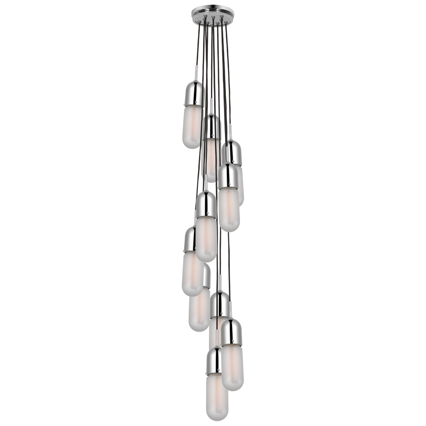 Junio 10-Light Pendant | Polished Nickel | Frosted Glass