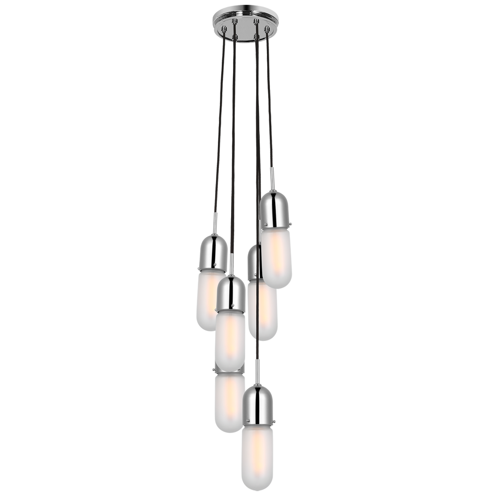 Junio 6-Light Pendant | Polished Nickel | Frosted Glass