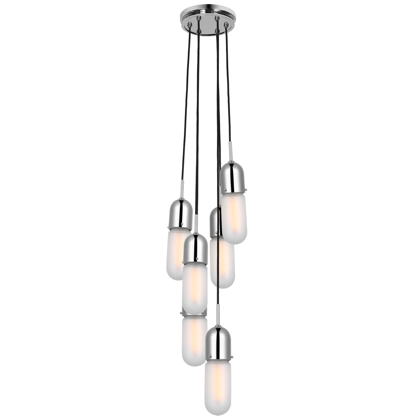 Junio 6-Light Pendant | Polished Nickel | Frosted Glass