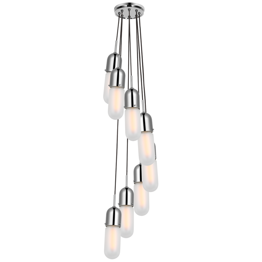 Junio 8-Light Pendant | Polished Nickel | Frosted Glass