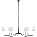 Kairos 58" Chandelier | Aged Iron and Roman Bronze | Linen Shades