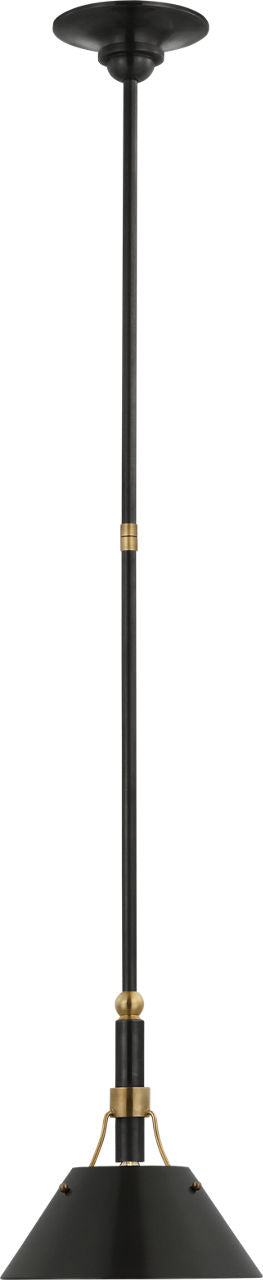 Turlington Small Pendant | Bronze and Hand-Rubbed Antique Brass | Bronze Shade
