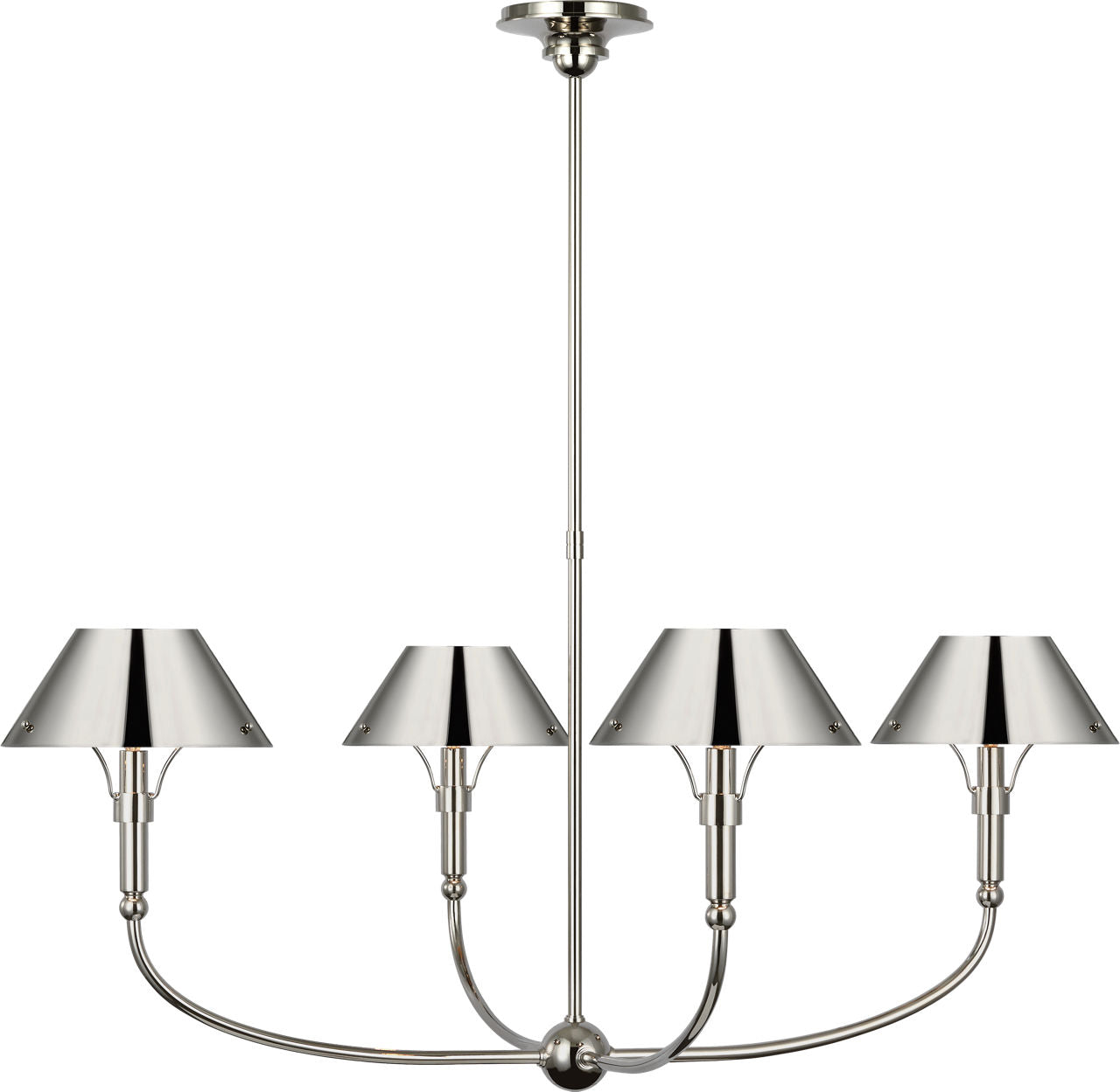 Turlington Arched Chandelier | Polished Nickel | Polished Nickel Shade