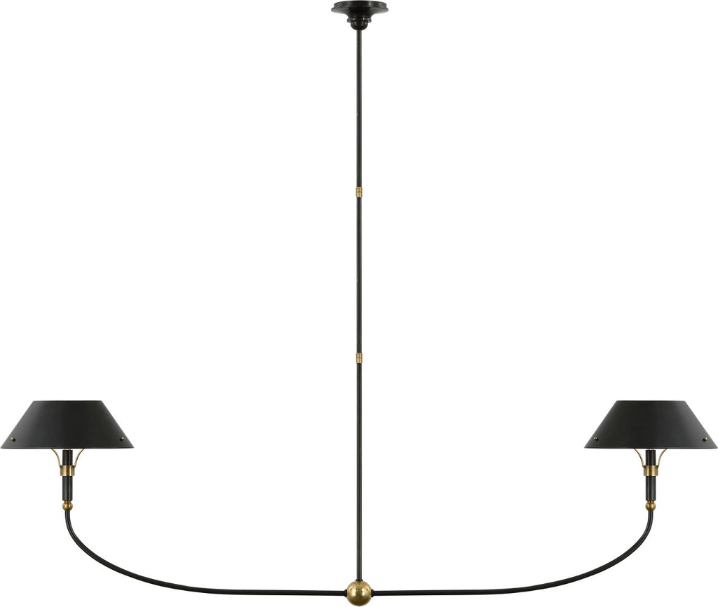 Turlington XL Linear Chandelier | Bronze and Hand-Rubbed Antique Brass | Bronze Shade