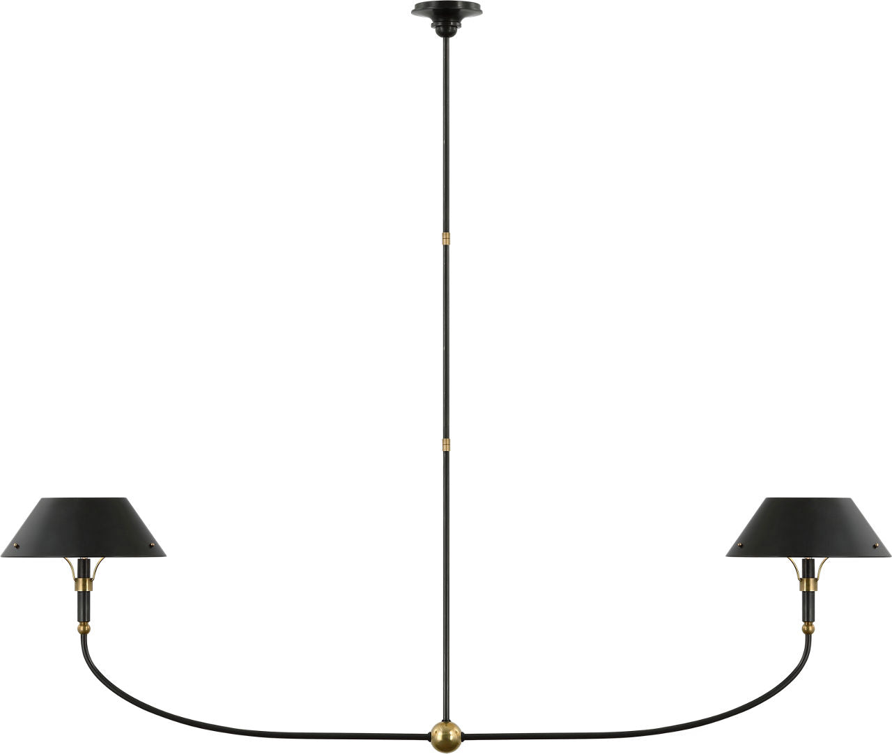 Turlington XL Linear Chandelier | Bronze and Hand-Rubbed Antique Brass | Bronze Shade