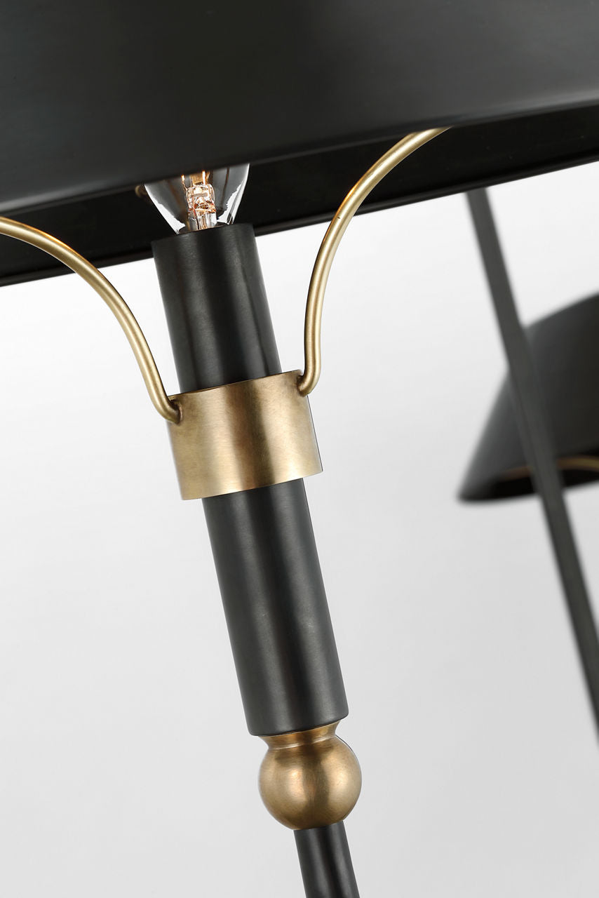 Turlington XL Linear Chandelier | Bronze and Hand-Rubbed Antique Brass | Bronze Shade