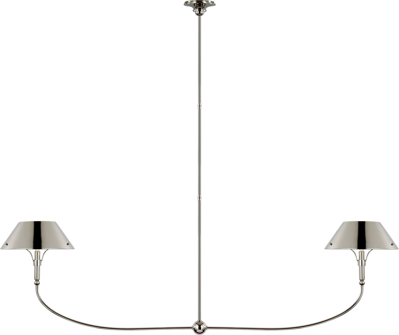 Turlington XL Linear Chandelier | Polished Nickel | Polished Nickel Shade