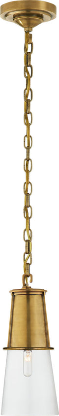 Robinson Small Pendant | Hand-Rubbed Antique Brass | Clear Glass