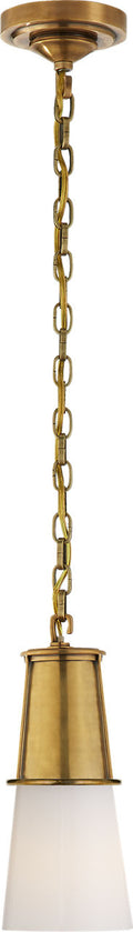 Robinson Small Pendant | Hand-Rubbed Antique Brass | White Glass