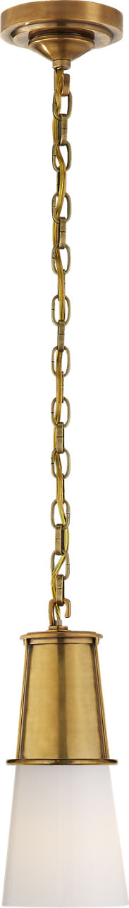 Robinson Small Pendant | Hand-Rubbed Antique Brass | White Glass