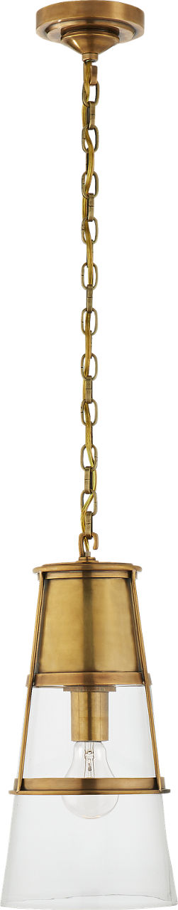 Robinson Medium Pendant | Hand-Rubbed Antique Brass | Clear Glass