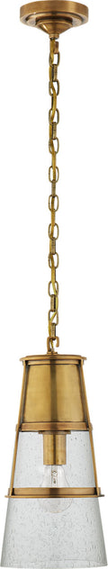 Robinson Medium Pendant | Hand-Rubbed Antique Brass | Seeded Glass
