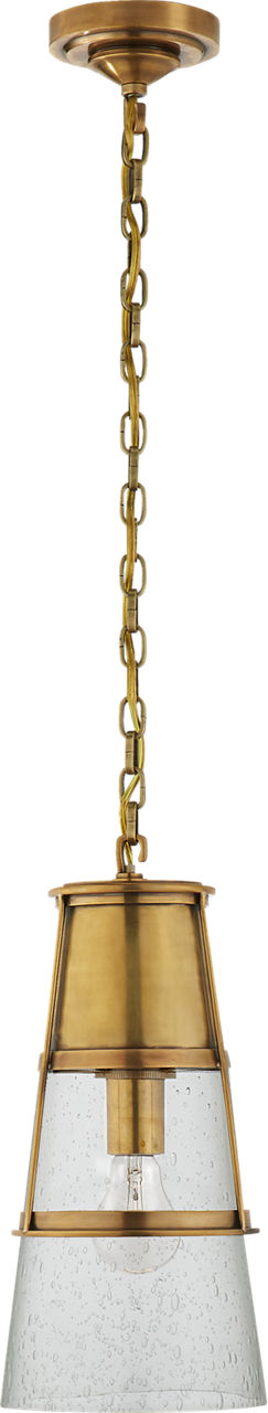 Robinson Medium Pendant | Hand-Rubbed Antique Brass | Seeded Glass