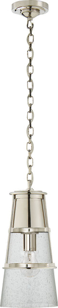 Robinson Medium Pendant | Polished Nickel | Seeded Glass