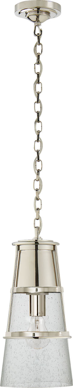 Robinson Medium Pendant | Polished Nickel | Seeded Glass
