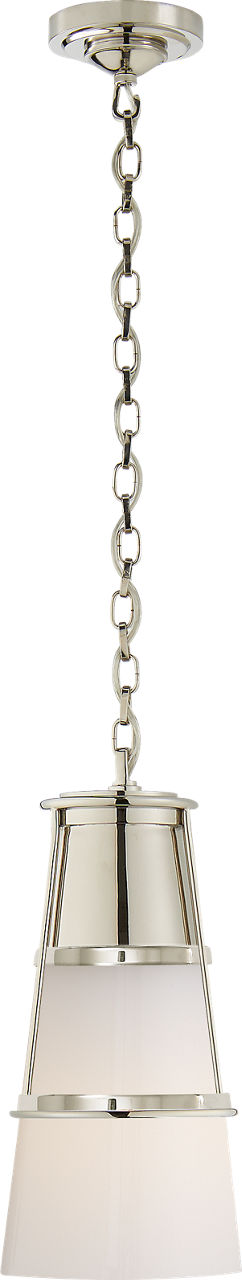 Robinson Medium Pendant | Polished Nickel | White Glass