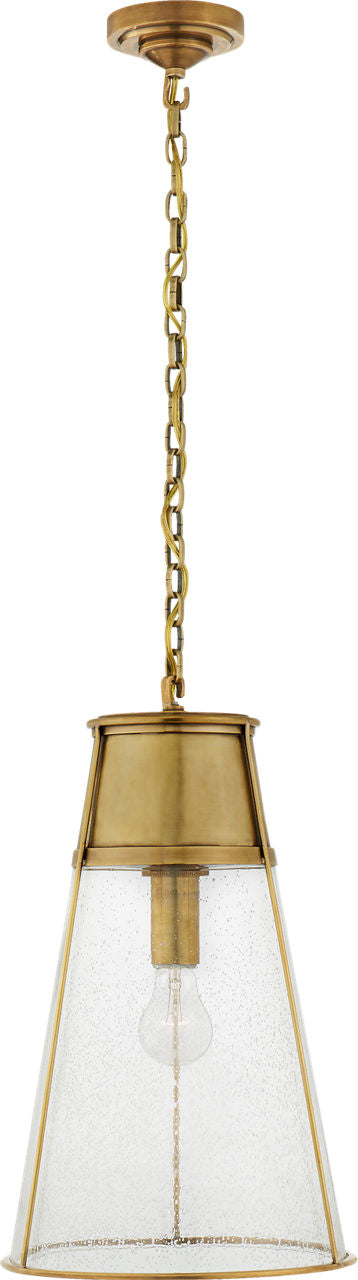 Robinson Large Pendant | Hand-Rubbed Antique Brass | Seeded Glass