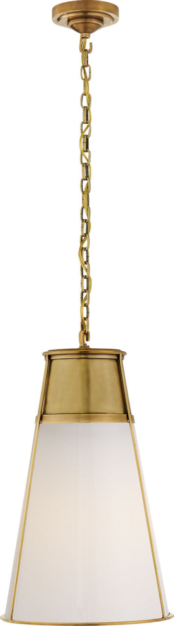 Robinson Large Pendant | Hand-Rubbed Antique Brass | White Glass